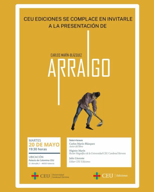 📅¿Tienes plan para mañana?
Te invitamos a las 19.30h al Palacio de Colomina (Valencia) para presentar “Arraigo” un libro con el que descubrir que que uno sólo se pertenece a sí mismo en la medida en que se reconoce parte de una continuidad viva.