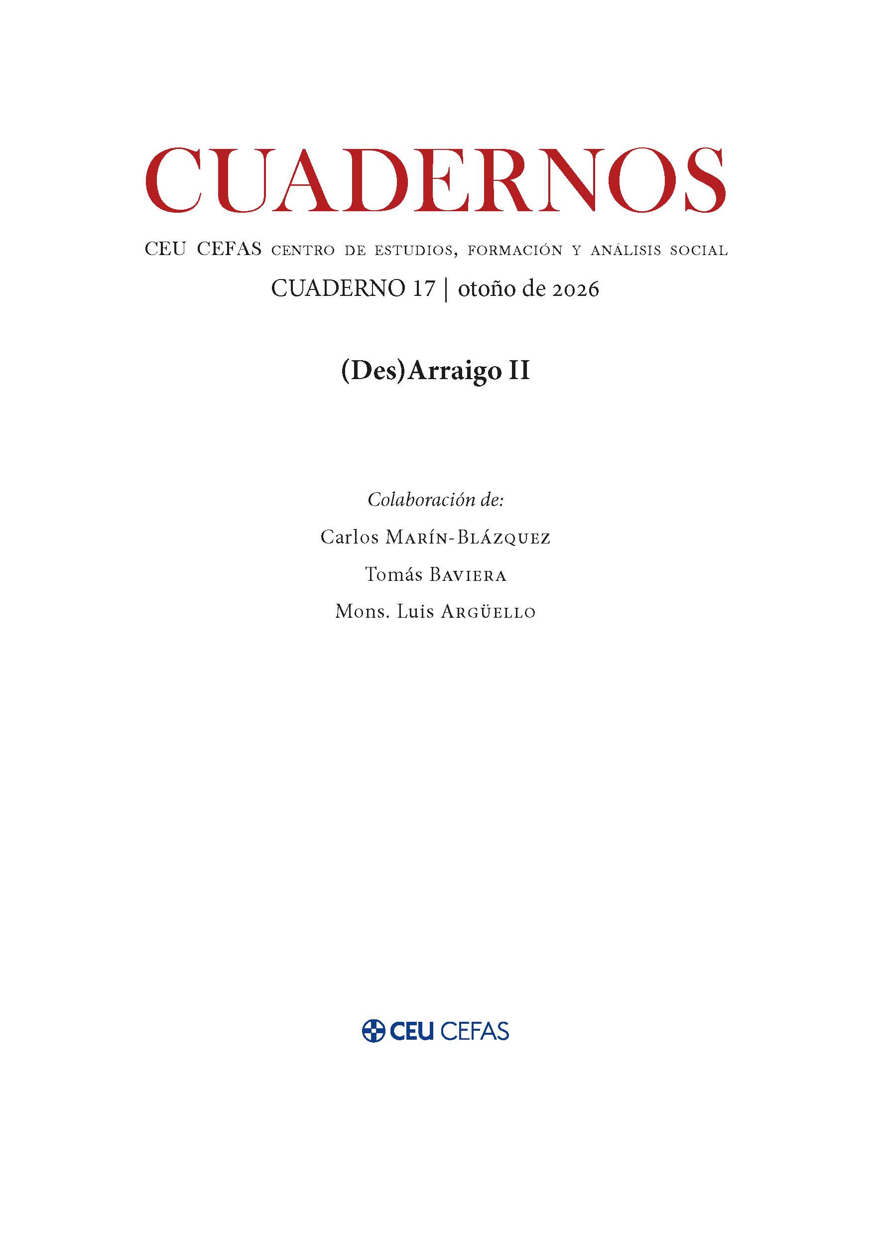 Cuadernos CEU-CEFAS 17 | Otoño de 2026